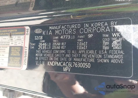 2020 Kia Sportage Lx z USA, uszkodzony, nr VIN KNDPMCAC6L7630050